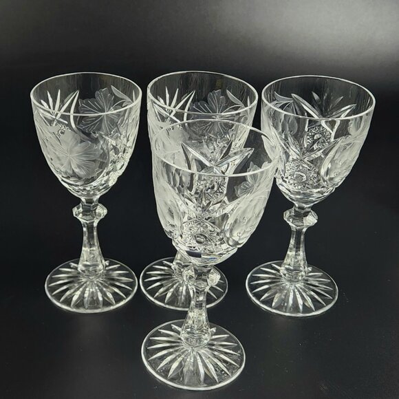 Vintage Stunning Cut-Crystal Wine Glasses - Resemble Nachtmann Traube - Set of 4 - Picture 5 of 9